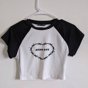 Shein black and white crop top size small